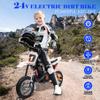 24V 7AH Kids Ride on Dirt Bike, 250W Strong Motor 13.6MPH Fast Speed Electric Off-Road Motorcycle, Leather Seat Dirt Bike, Chain-Driven, Metal Suspension, Air-Filled Tires, White view 2