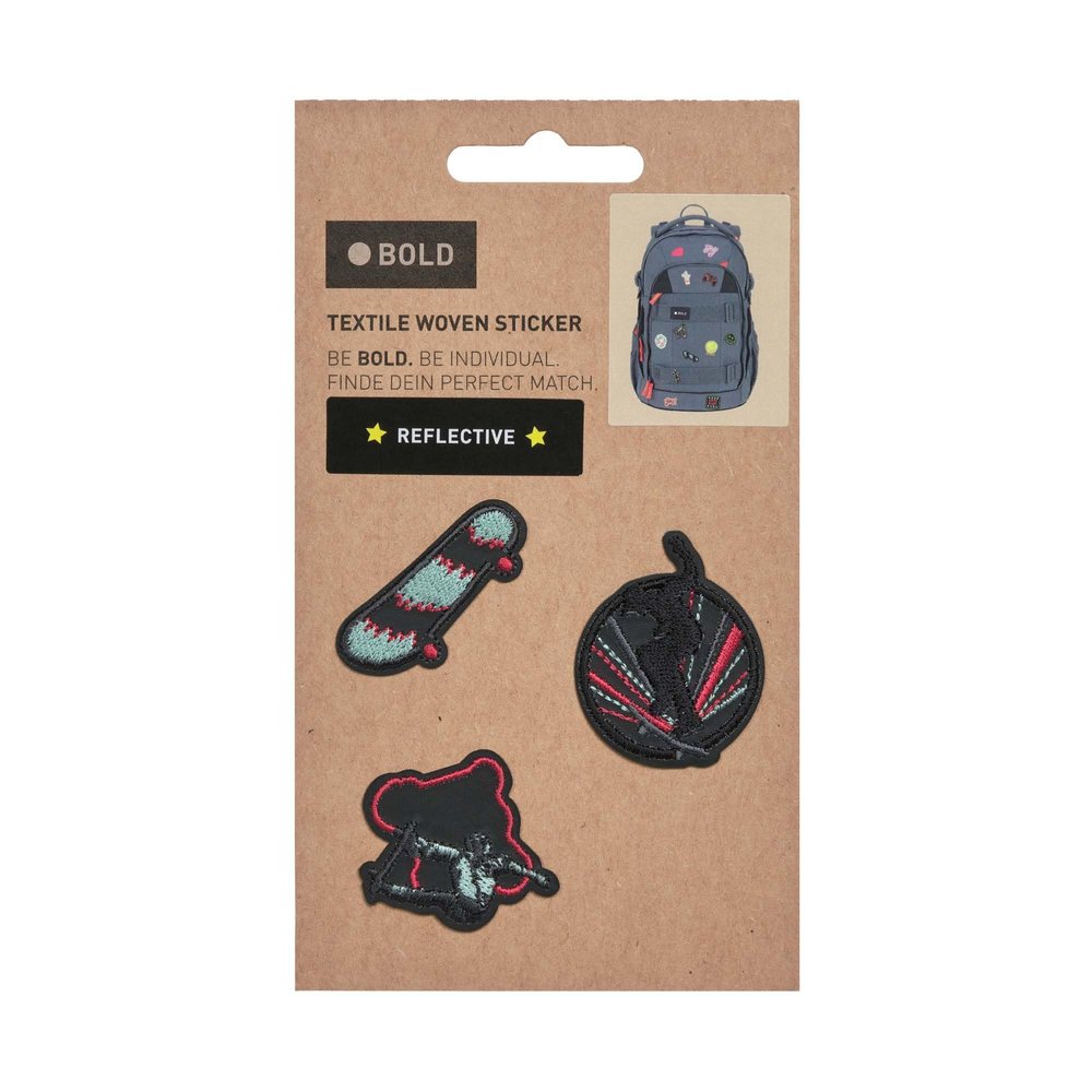 BOLD Lssig Textile Stickers Self-Adhesive (Pack of 3) / Bold Match Textile Sticker, Skater, Mittel, Textile sticker