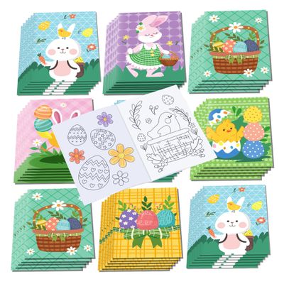 16 Pcs Easter Coloring Books Easter Party Favors Bunnies Bulk Mini Coloring Books Bulk for Kids DIY Art Drawing Activity Book Set for Easter Themed Birthday Party Supplies