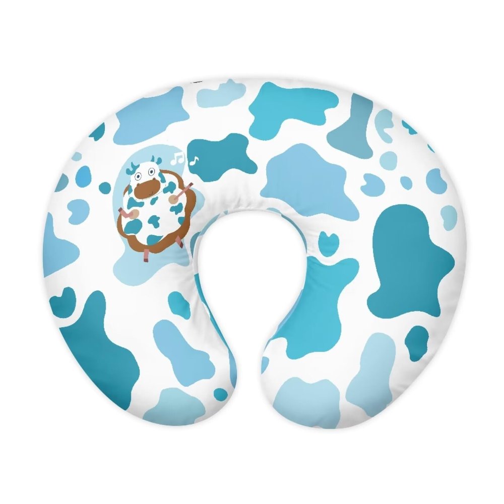 KUIFORTI Cow Print Nursing Pillow Cover Blue Nursing Covers for Breastfeeding Pillows Ultra Soft Comfortable Slipcover for Baby Boy and Girls,Music Note Print