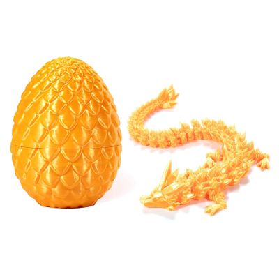 3D Printed Dragon - Full Articulated Crystal Dragon with Egg,Home Office Decor Executive Desk Toys,Adults Surprise Fidget Toys for Autism/ADHD (Silk Gold,12")