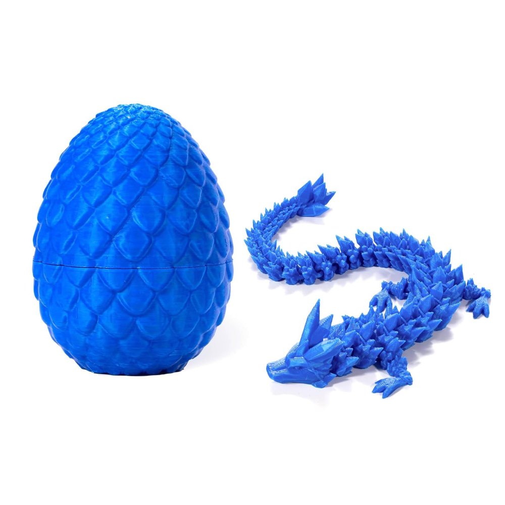 3D Printed Dragon - Full Articulated Crystal Dragon with Egg,Home Office Decor Executive Desk Toys,Adults Surprise Fidget Toys for Autism/ADHD (Classic Blue,12")