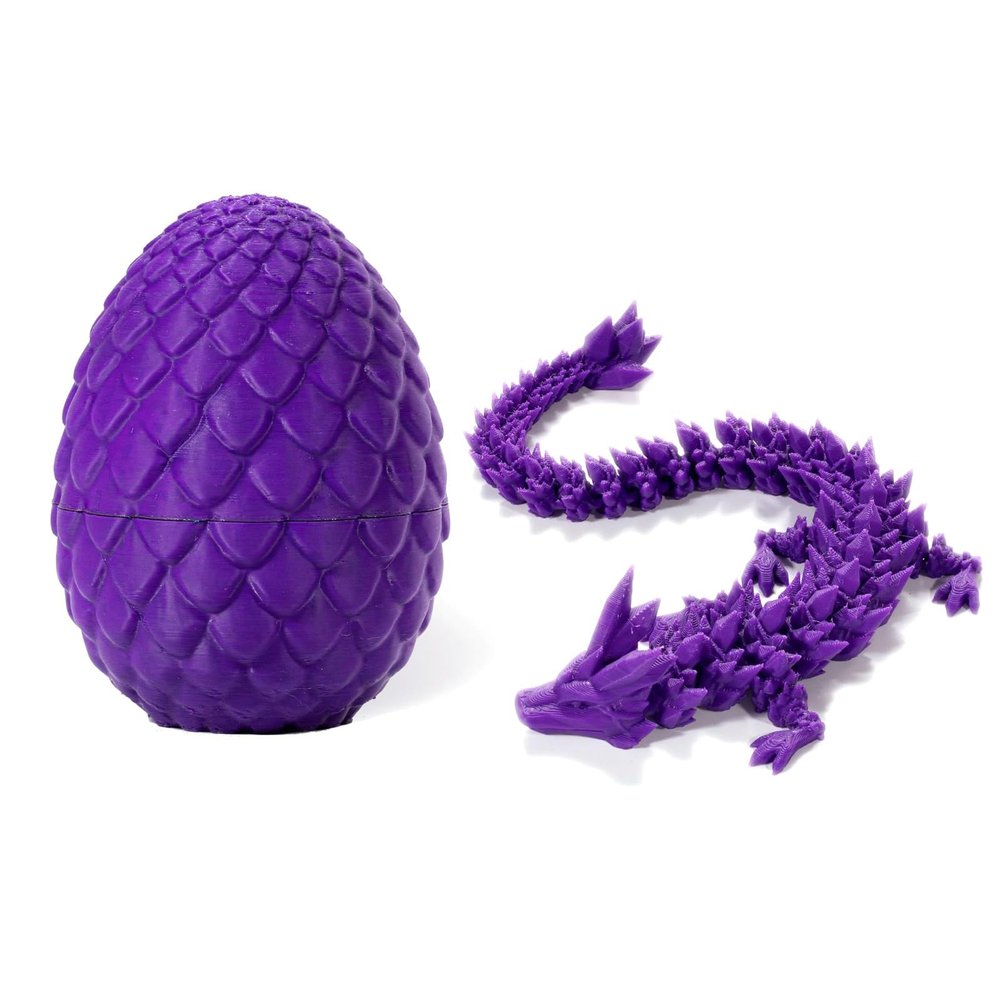 3D Printed Dragon - Full Articulated Crystal Dragon with Egg,Home Office Decor Executive Desk Toys,Adults Surprise Fidget Toys for Autism/ADHD (Classic Purple,12")