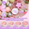 GOGOSO Ball Pit Balls for Toddlers Phthalate-Free BPA-Free Non-Toxic Crush Proof Soft Plastic Play Balls Baby Kids Shape Tent Pool Playhouse Playpen Party Decor,Stars Pink+Green+White Netural,100PCS view 2