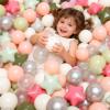 GOGOSO Ball Pit Balls for Toddlers Phthalate-Free BPA-Free Non-Toxic Crush Proof Soft Plastic Play Balls Baby Kids Shape Tent Pool Playhouse Playpen Party Decor,Stars Pink+Green+White Netural,100PCS view 4