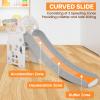 4 in 1 Toddler Slide, Indoor Slide for Toddlers with Extra Long Slipping Slope and Basketball Hoop, Baby Slide for Kid Play Climber Slide Playground, Ideal Gift for Age 1-7 Boys & Girls (Grey) view 3