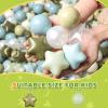 TRENDPLAY Star Ball Pit Balls 100 for Toddlers - Ball Pit Ball Shapes for Boys Girls Fun, Birthday Party, Christmas Decoration, Creamy Blue+Creamy Green+Pearl Balls+Clear view 3