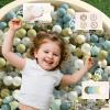 TRENDPLAY Star Ball Pit Balls 100 for Toddlers - Ball Pit Ball Shapes for Boys Girls Fun, Birthday Party, Christmas Decoration, Creamy Blue+Creamy Green+Pearl Balls+Clear view 4