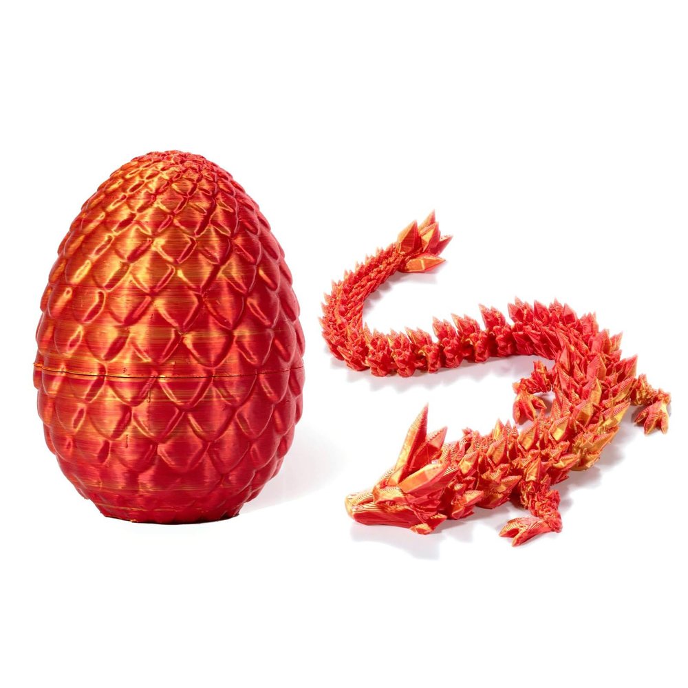 3D Printed Dragon - Full Articulated Crystal Dragon with Egg,Home Office Decor Executive Desk Toys,Adults Surprise Fidget Toys for Autism/ADHD (Laser Red,12")