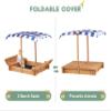 Kids Sandbox with Adjustable Cover, 46.5" Wooden Sand Box with 2 Foldable Bench Seats, Outdoor Sandpit for Backyard Play view 3