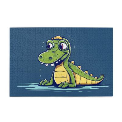 1000 Piece Jigsaw Puzzle for Adults Personalized Picture Puzzle Cartoon Crocodile Customized Wooden Puzzle for Family, Birthday, Wedding, Game Nights Gifts, 29.5"x19.7"