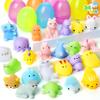 JOYIN 24 Pcs Easter Prefilled Eggs with Mochi Squishy Toys, Animal Stress Reliever Squishy Toy for Glitter Transparent Easter Eggs Filler, Kids Party Favor, Basket Stuffers, Classroom Prize Supplies view 1