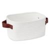 ABenkle Small Storage Basket, Mini Baskets with Handle, Cute Cotton Woven Baskets for Shelves, Boho Decorative Toy Storage Bin for Nursery, Spa, Empty Gift Basket - XS, White view 1
