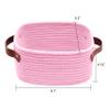 ABenkle Small Storage Basket, Mini Baskets with Handle, Cute Cotton Woven Baskets for Shelves, Boho Decorative Toy Storage Bin for Nursery, Spa, Empty Gift Basket - XS, Pink view 2