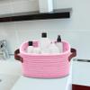 ABenkle Small Storage Basket, Mini Baskets with Handle, Cute Cotton Woven Baskets for Shelves, Boho Decorative Toy Storage Bin for Nursery, Spa, Empty Gift Basket - XS, Pink view 3