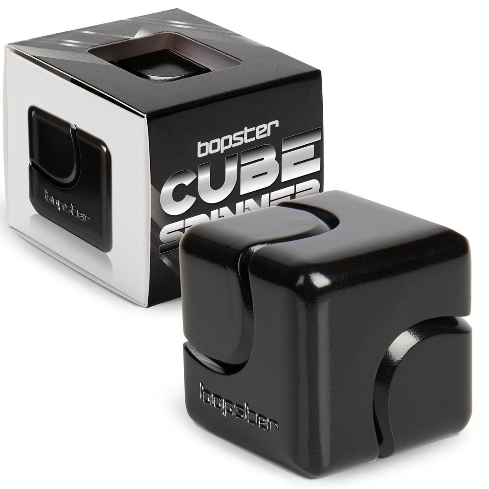 bopster Fidget Cube Spinner | Anodised Metal Hand Spinner | Sensory & Stress Relief Toy for Kids & Adults | ADHD, ADD, Autism | Ideal Gift | Black