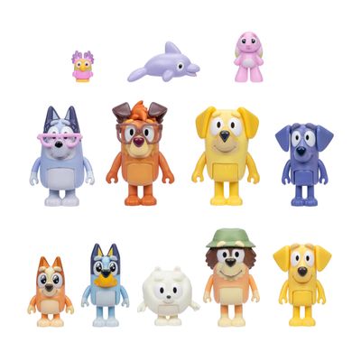 Bluey Super Fan Figurines for Toddlers Set, 11 Character Pack with Exclusive Figures, Toddler Figurine Toys Includes Bluey, Bingo & More, Ages 3+