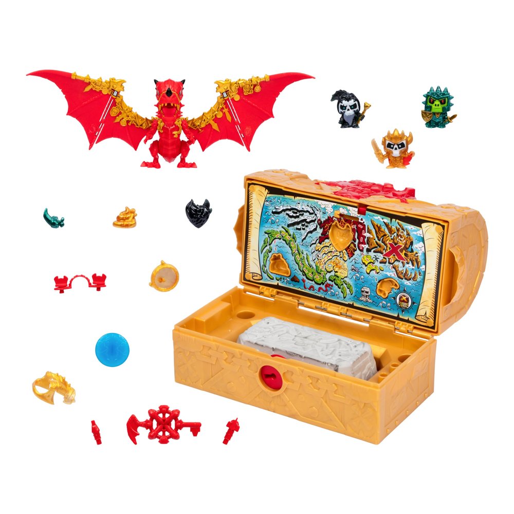 Treasure X Lost Lands Dragon's Realm Mystery Treasure Chest | unlock the chest & reveal 25+ surprises! Smash the Dragon Block, Solve the Puzzle, & Insert the Dragon Eye to reveal the Ultimate Surprise