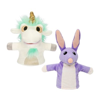 Bluey Unicorse & Bob Bilby Hand Puppet Plush 2-Pack 8-9 Soft Deluxe Fabric, Embroidered Details, Perfect for Toddler Hands, Imaginative Play, Official Bluey Toys, Amazon Exclusive