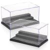 ZEAYEA 2 Pack Display Case for Minifigure Action Figures Blocks, Acrylic Display Box Storage with 3 Movable Steps, Dustproof Showcase for Collection Bricks Blocks Models Minifigures Building, Black view 1