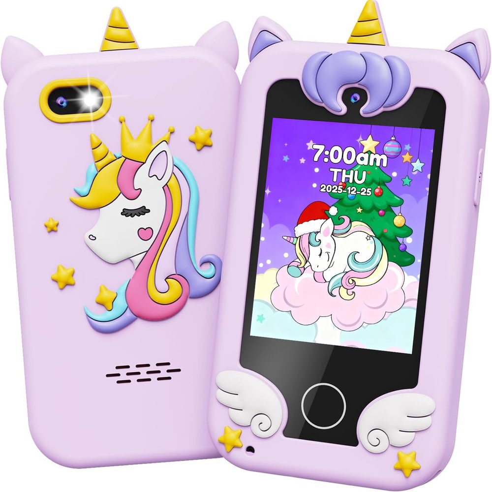 UCIDCI Kids Smart Phone for Girls Ages 3-7 with Dual Camera - Learning Games, Travel Toy with MP3 Music Player for Christmas, Birthday Gifts for 3-7 Year Old Boys
