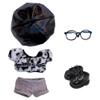 niannyyhouse 10cm 15cm 20cm Plush Doll Clothes Berets Jacket Pants Eyewear Leather Boots Leopard Print Suits Dolls Accessories (Black, 10cm) view 1
