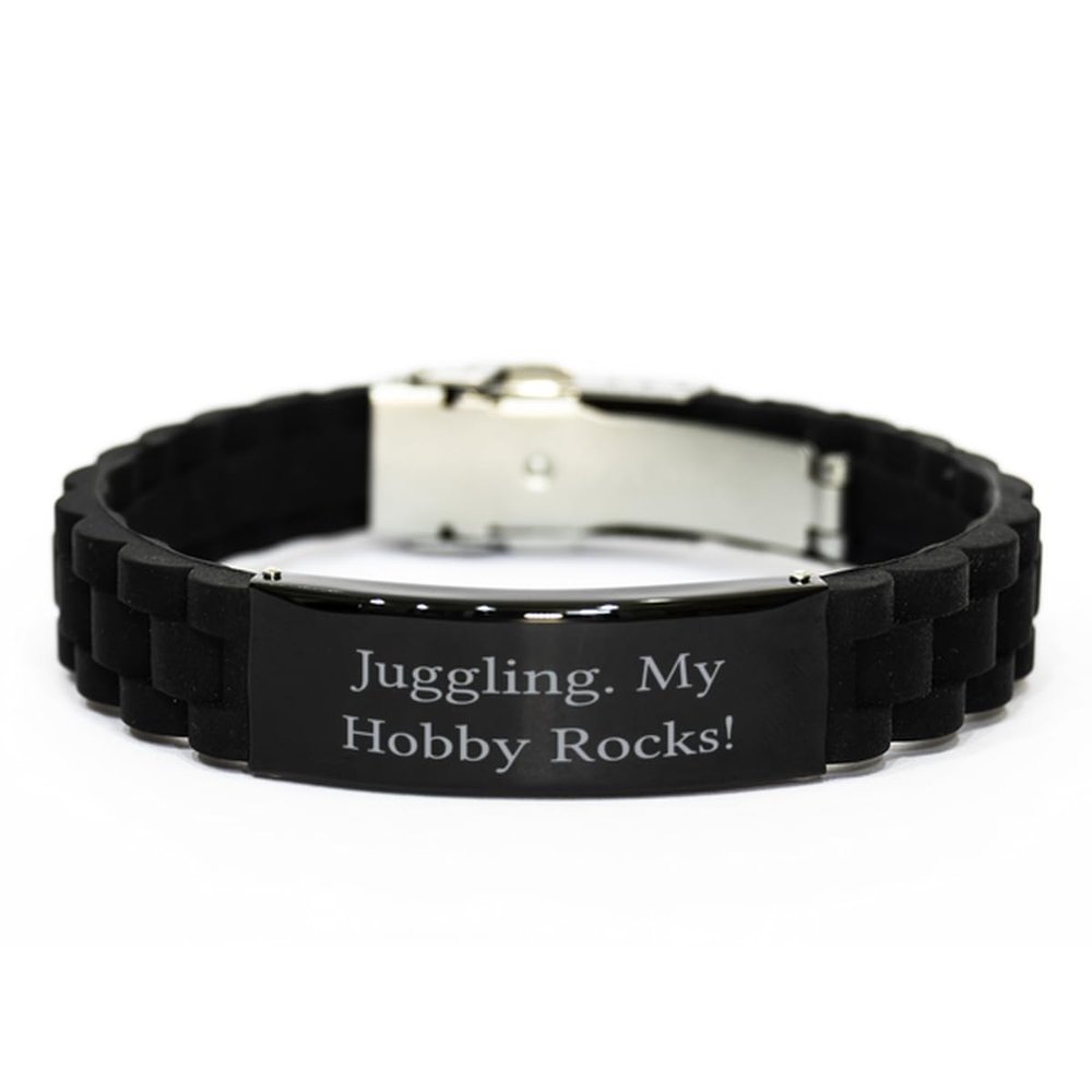 Nice Juggling Black Glidelock Clasp Bracelet, Juggling. My Hobby!, Funny Gifts for Friends from Friends, Birthday Unique Gifts, Juggling balls, Juggling clubs, Juggling torches, Juggling scarves,