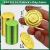 Olutacot 520 Pieces St. Patrick's Day Coins Plastic Clover Good Luck Coins Green and Gold Shamrock Coins for St. Patrick's Day Table Decorations Party Supplies view 2