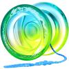7YO Professional Responsive Yoyo for Beginners, Fingerspin Yoyo for Kids, Dual Purpose Yo-yo AOE Tug Return with 10 Strings, Bag, KK Bearing, Axle, Bearing Removal Tool (Blue Yellow) view 1