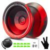 WATIEOBOO yoyo Responsive Yoyos for Beginners, yoyo Professional Unresponsive Metal yo yo for Advanced Players with Bearing Accessories+Removal Tool-Black+ Red view 1
