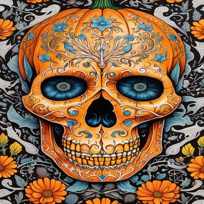 Adult Jigsaw Puzzle 1000 Pieces,Pumpkin Skull-Skeleton Art Jigsaw Puzzle Game,Portraits Jigsaw Puzzle Toys Exquisite Puzzles Gifts and Birthday Gifts 20x28.8inch