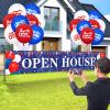 Open House Signs for Real Estate 98 x 18 Inches Banner Yard Sign With 18 PCS 12 Inch Latex Balloons - Agent Supplies for Outside Business (Red Blue White) view 3