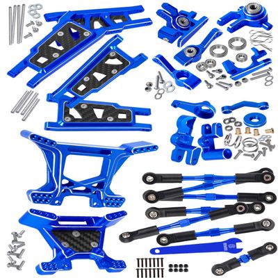 RCMYou Upgrades Part for 1/10 Rustler 4x4 VXL/Rustler 4x4,Alloy Turnbuckles Camber Links,Suspension Arm,Caster Block,Steering Blocks,Rear Stub Axle Carriers,Steering Bellcranks,Shock Tower,Navy Blue