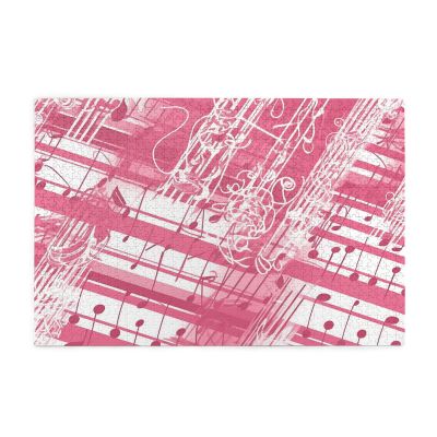 1000 Piece Jigsaw Puzzle for Adults Personalized Picture Puzzle Pink Piano Notes Customized Wooden Puzzle for Family, Birthday, Wedding, Game Nights Gifts, 29.5"x19.7"