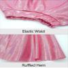 Happy Cherry 2Pcs Kids Girls Shiny Metallic Short Sleeve Crop Top with Pleated Skirt Set Rose Red 8-9 Years view 2