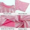 Happy Cherry 2Pcs Kids Girls Shiny Metallic Short Sleeve Crop Top with Pleated Skirt Set Rose Red 8-9 Years view 4