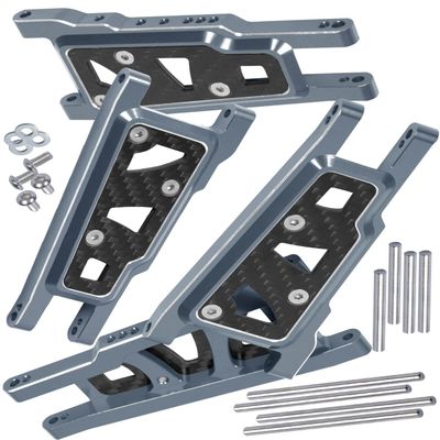 RCMYou Alloy Front Rear Suspension Arm Upgrades Part for 1/10 Slash 4x4 VXL/Rustler 4x4 VXL/Stampede 4x4 VXL/Hoss 4x4 VXL 4wd,4pcs A Arms Hops Up,Titanium (More Durable Arm)
