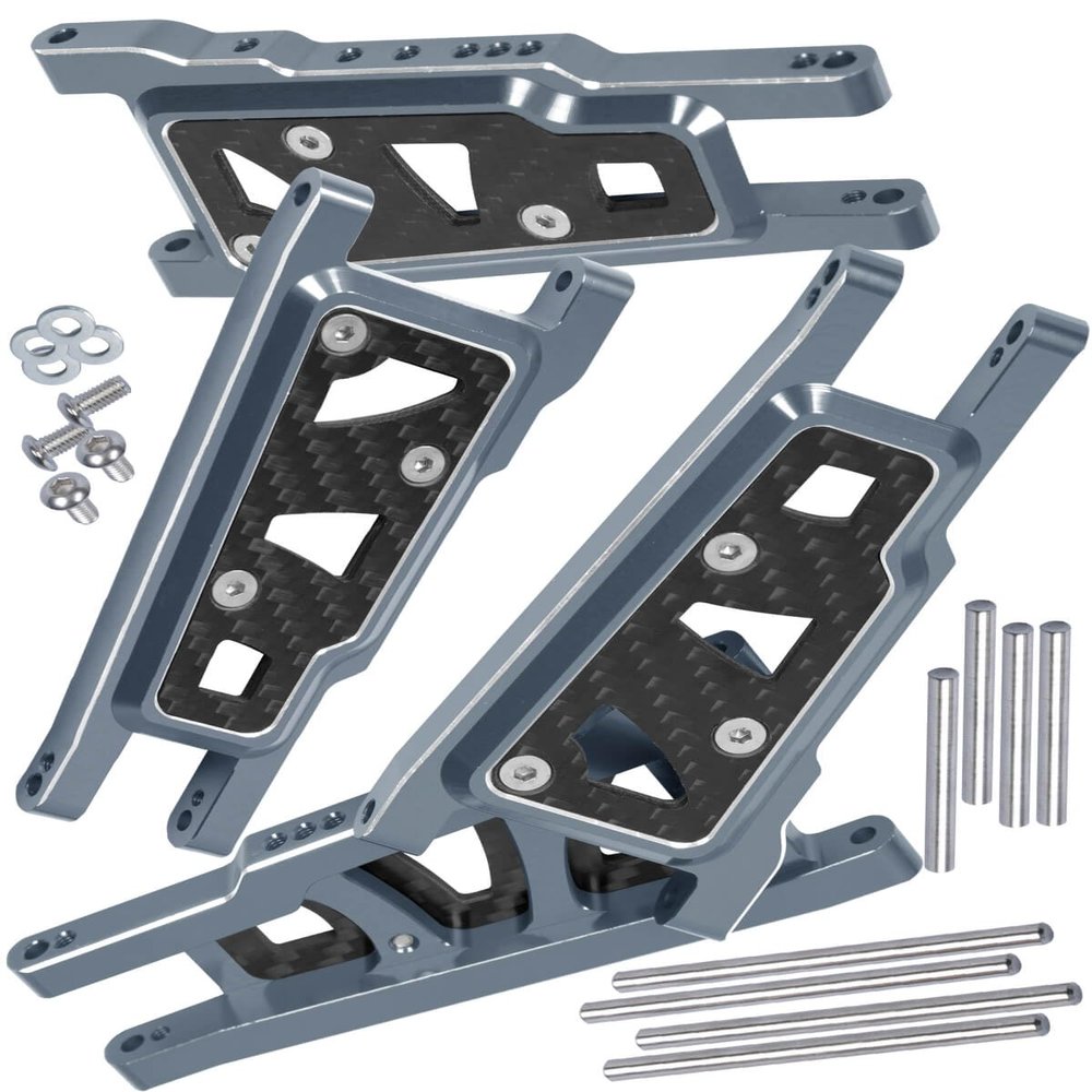 RCMYou Alloy Front Rear Suspension Arm Upgrades Part for 1/10 Slash 4x4 VXL/Rustler 4x4 VXL/Stampede 4x4 VXL/Hoss 4x4 VXL 4wd,4pcs A Arms Hops Up,Titanium (More Durable Arm)