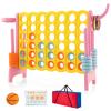 Costzon Giant 4-in-A-Row, Jumbo 4-to-Score Giant Game w/Carrying Bag, Basketball Hoop, 42 Jumbo Rings, Quick-Release Slider, Indoor Outdoor Family Connect Game for Kids & Adults, Backyard Games view 1