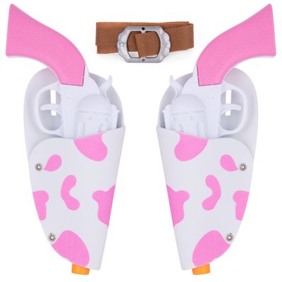 ArtCreativity Pink Cowgirl Holster and Western Toy Gun Set - Pink Toy Gun with Holster for Girls Cowgirl Costume, 2 Gun Toys, and Brown Western Belt - Cowgirl Accessories for Girls Halloween Costume