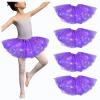 4 Pcs Purple Girls Light up Tutu Skirt Light Up Dancing Skirt Tulle Ballet Dress Up,3 Layered Sparkly Party Tutu Costume for 2-8 Year view 1