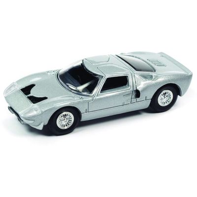 1965 GT40 MK1 Silver Metallic Vintage Muscle Limited Edition 1/64 Diecast Model Car by Auto World 64372-AWSP107A