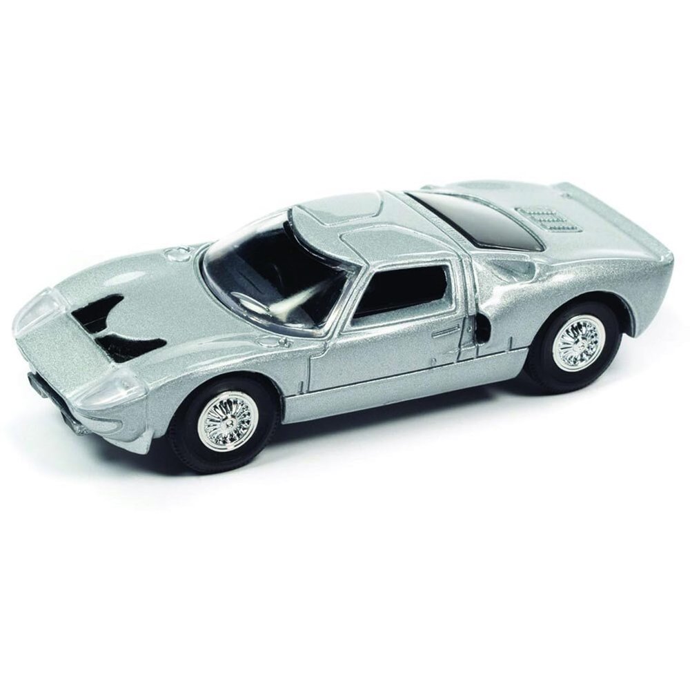 1965 GT40 MK1 Silver Metallic Vintage Muscle Limited Edition 1/64 Diecast Model Car by Auto World 64372-AWSP107A
