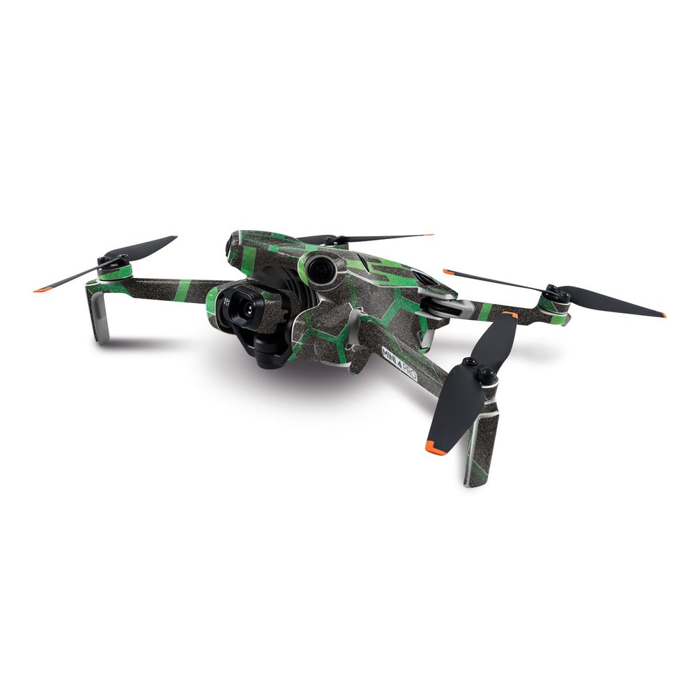 MightySkins Glossy Glitter Skin Compatible with DJI Mini 4 Pro - Green Hex | Protective, Durable High-Gloss Glitter Finish | Easy to Apply, Remove, and Change Styles