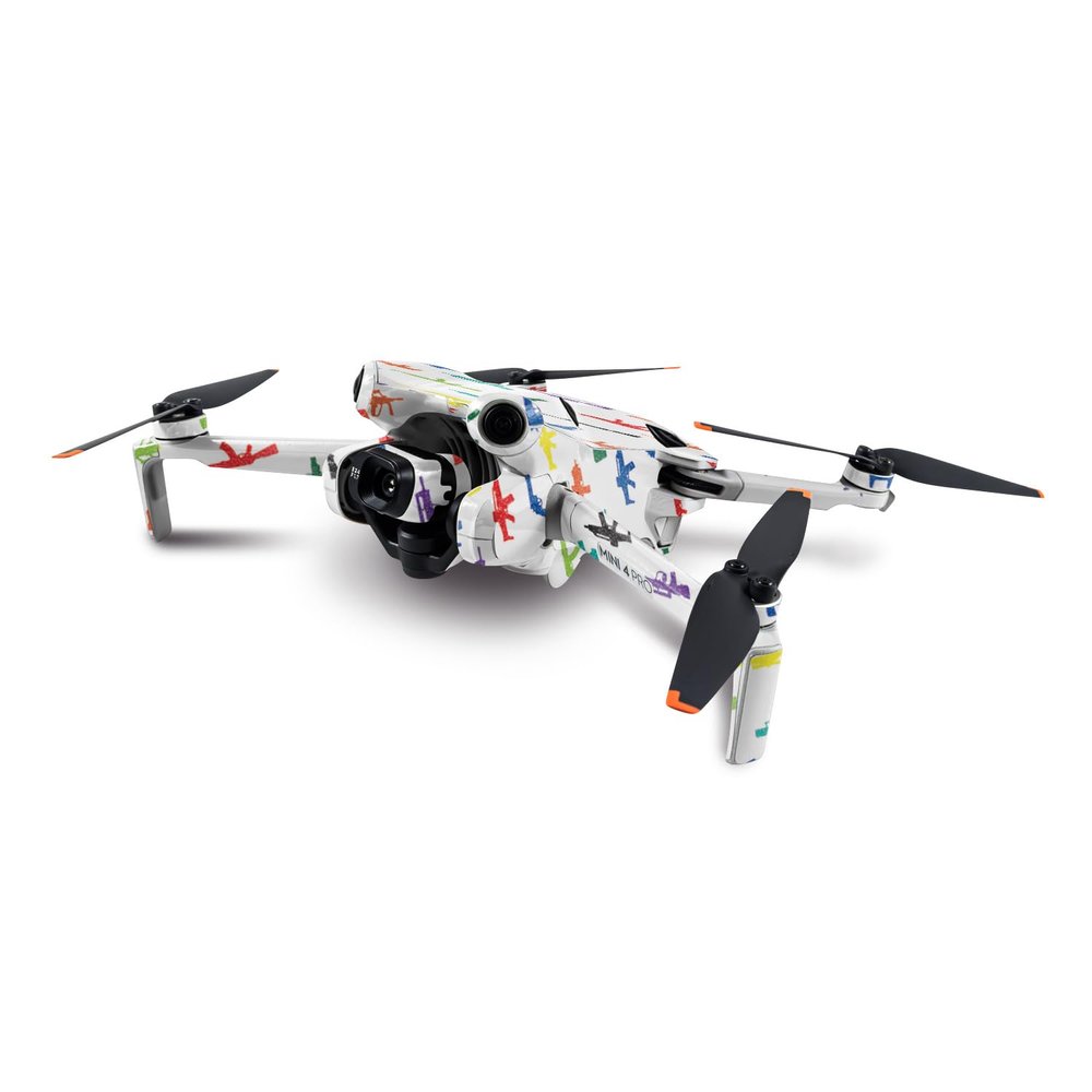 MightySkins Glossy Glitter Skin Compatible with DJI Mini 4 Pro - Fun Guns | Protective, Durable High-Gloss Glitter Finish | Easy to Apply, Remove, and Change Styles