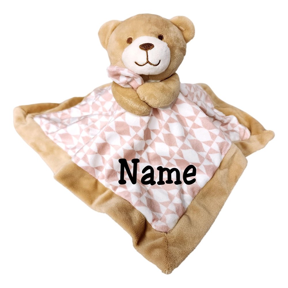 SONA G DESIGNS Personalized Baby Lovey - Bear Security Blankie Blanket Rattle