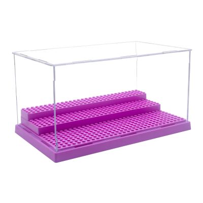 WMM Minifigure Display Case for Action Figures Blocks, Dustproof Acrylic Display Box Storage with 3 Movable Steps for Collection Models Minifigures, Bricks Blocks Toys