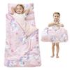 Lasoftan Toddler Nap Mat with Pillow and Blanket, Extra Large Rolled Napping Mats, Toddler Nap Mat for Boys Girls,Kids Sleeping Mat for Daycare, Preschool Travel Camping, Unicorn view 1