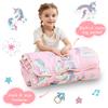 Lasoftan Toddler Nap Mat with Pillow and Blanket, Extra Large Rolled Napping Mats, Toddler Nap Mat for Boys Girls,Kids Sleeping Mat for Daycare, Preschool Travel Camping, Unicorn view 3