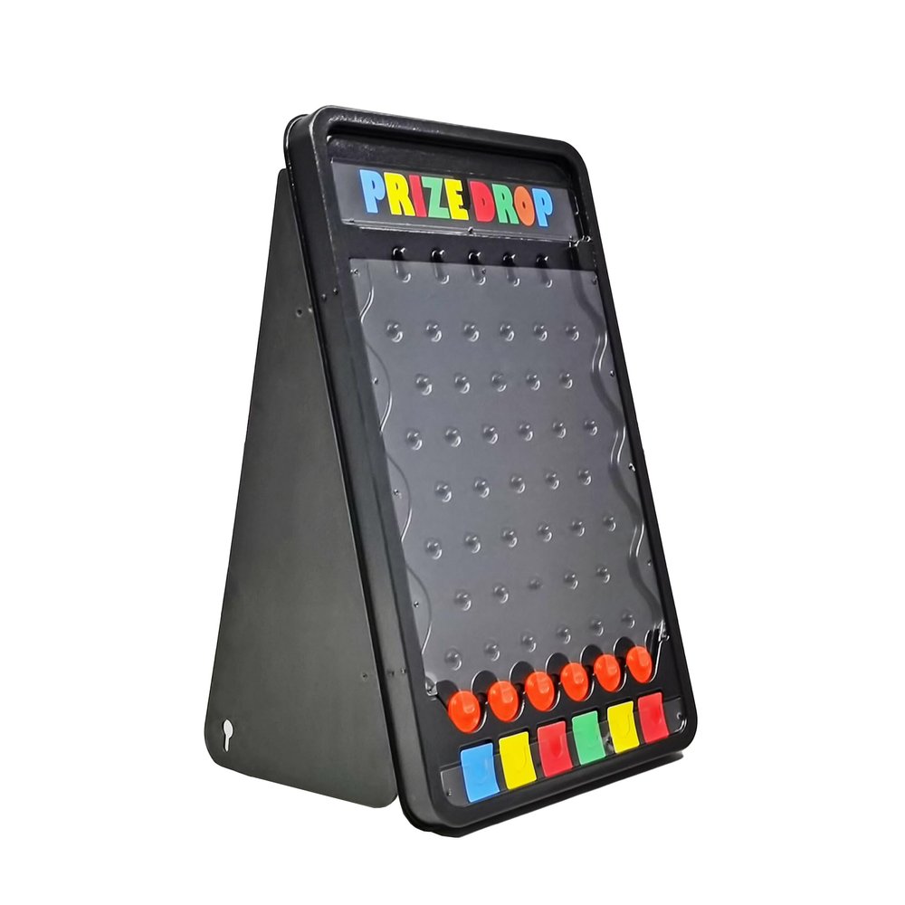 FixtureDisplays 18.4 L x 14.5 W X 30" H Prize Drop Plinko Board Foldable Stand Disk Drop Board Game, Customizable 6 Slots with 10 Orange Pucks for Carnival Tradeshow Party 15728-NEW-NF